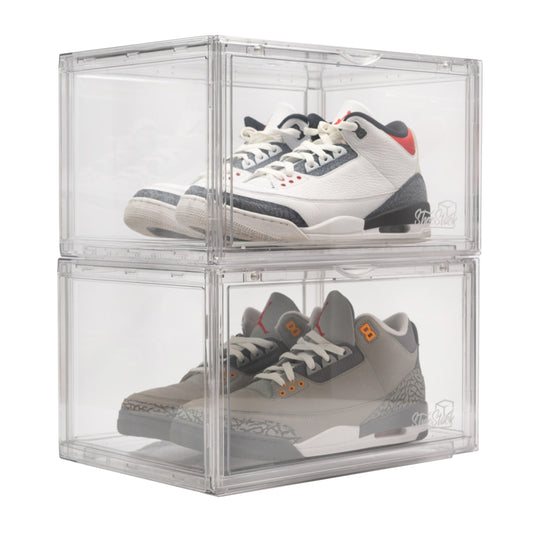 ShoeStacks Acrylic 360° | Large Ultra Clear Side Drop Shoe Crates | X2 Pack